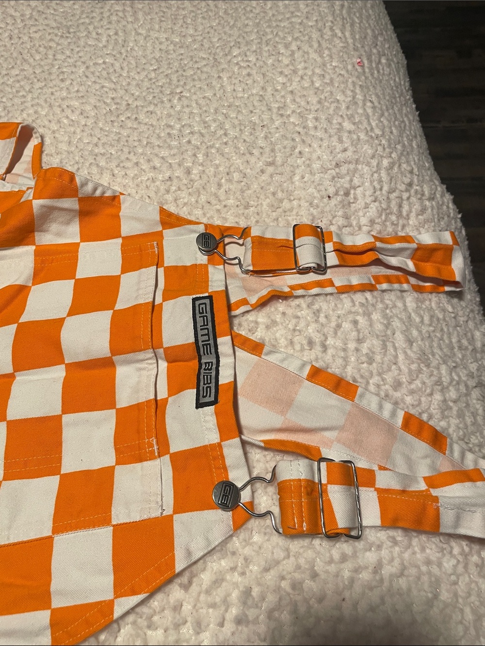 GAME RIBS Orange & White Checkerboard Men’s Overalls